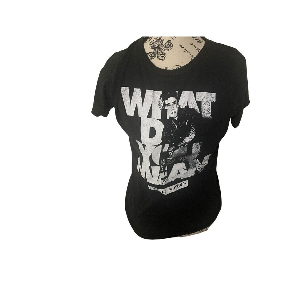 Justin Bieber Shirt Girls XL Black Short Sleeve Cotton What Do You Mean